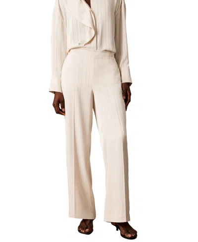 Calvin Klein Women's Pull-on Wide-leg Satin Pants In Sea Salt