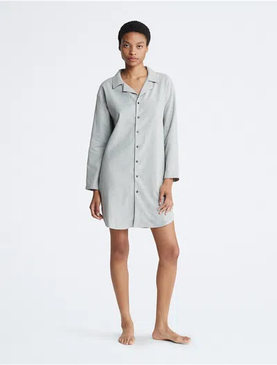 Calvin Klein Women's Pure Flannel Relaxed Button-down Shirt Dress In Gray