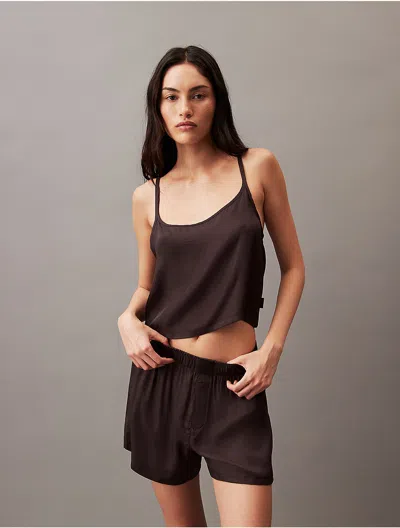 Calvin Klein Women's Pure Sheen Slim Boxers In Brown