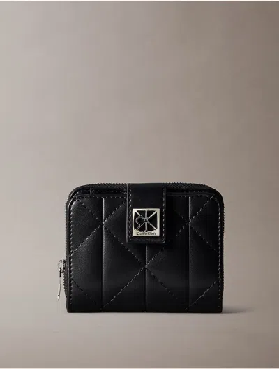 Calvin Klein Women's Quilted Emblem Flap Zip Wallet In Red