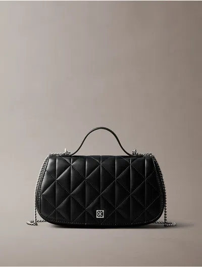 Calvin Klein Women's Quilted Emblem Logo Handle Chain Bag In Black