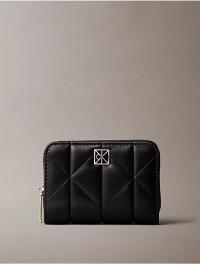 Calvin Klein Women's Quilted Emblem Logo Zip Flap Wallet In Black