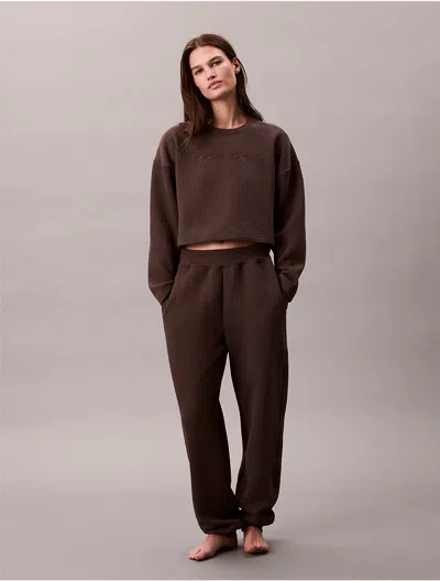 Calvin Klein Women's Quilted Fleece Sleep Sweatshirt In Brown