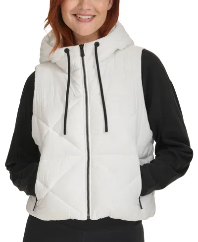 Calvin Klein Women's Quilted Hooded Vest In Cloud