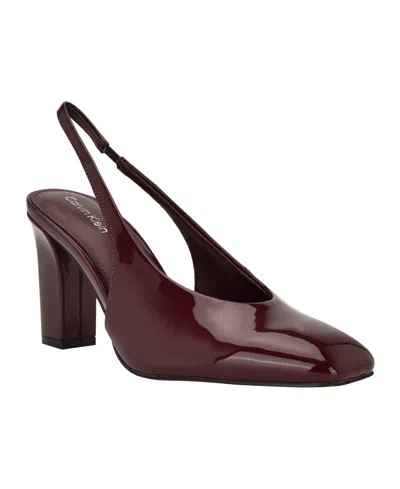 Calvin Klein Women's Raline Square Toe Slingback Pumps In Burgundy