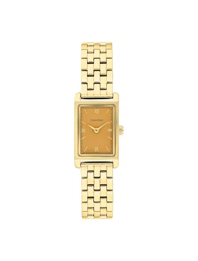 Calvin Klein Women's Rectangle Dial Link Bracelet Watch In Gold