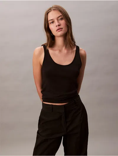 Calvin Klein Women's Refined Cotton Tank Top In Black