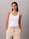 Calvin Klein Women's Refined Cotton Tank Top In White