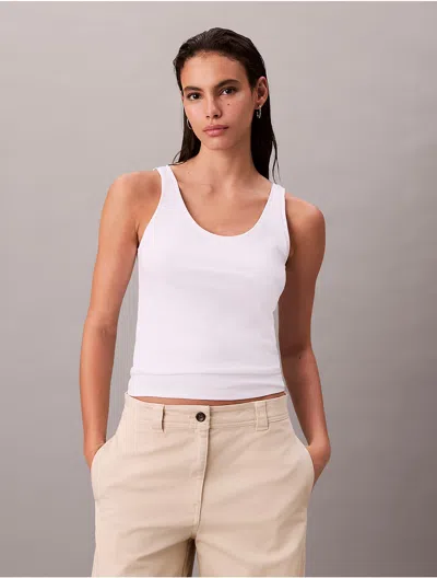 Calvin Klein Women's Refined Cotton Tank Top In White