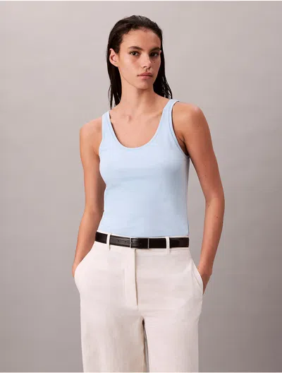 Calvin Klein Women's Refined Cotton Tank Top In Blue