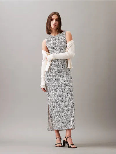 Calvin Klein Women's Refined Jersey Printed Maxi Dress In Gray