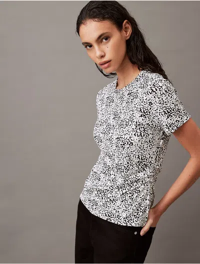 Calvin Klein Women's Refined Jersey Printed T-shirt In Black Beauty
