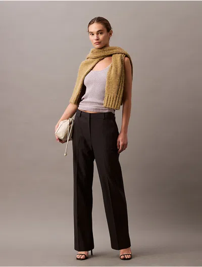 Calvin Klein Women's Refined Stretch Straight Trouser In Brown