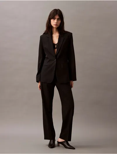 Calvin Klein Women's Refined Stretch Straight Trouser In Ck Black