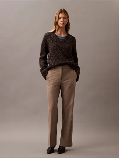 Calvin Klein Women's Refined Stretch Straight Trouser In Driftwood Melange