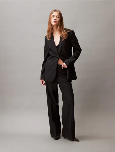 Calvin Klein Women's Refined Stretch Wide Leg Trouser In Black Beauty