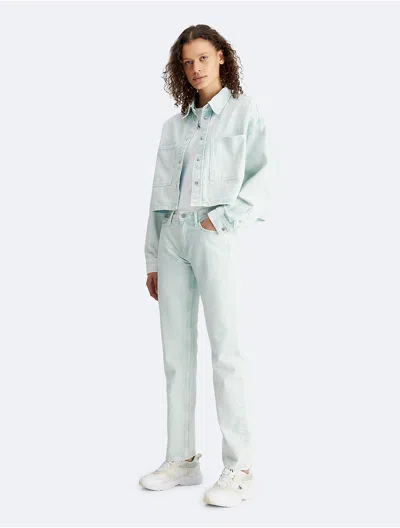 Calvin Klein Women's Relaxed Cropped Denim Shirt Jacket In Medium Denim