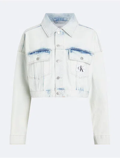 Calvin Klein Women's Relaxed Cropped Denim Trucker Jacket In Denim Light