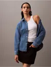 Calvin Klein Women's Relaxed Denim Button-down Shirt In Klein Blue