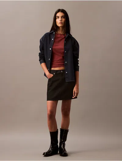 Calvin Klein Women's Relaxed Denim Button-down Shirt In Rinse Indigo