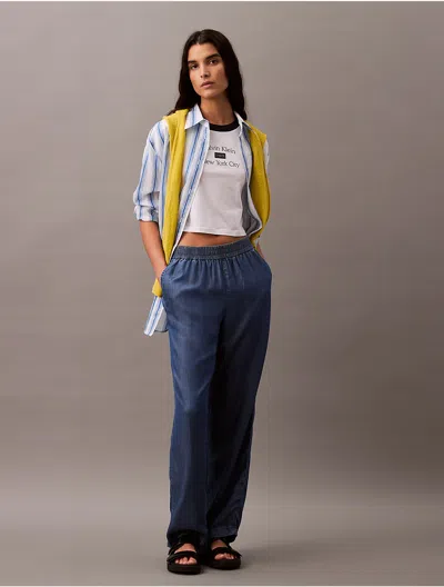Calvin Klein Women's Relaxed Denim Pull-on Jeans In Blue Ocean
