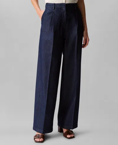 Calvin Klein Women's Relaxed Denim Wide-leg Trousers In Dark Rinse