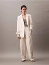 Calvin Klein Linen Blend Double Breasted Blazer In Neutral