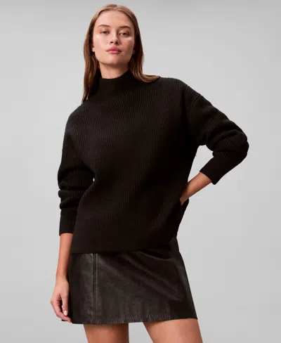 Calvin Klein Women's Relaxed Turtle Neck Sweater In Black