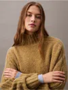 Calvin Klein Women's Relaxed Turtleneck Sweater In Olive Leaves