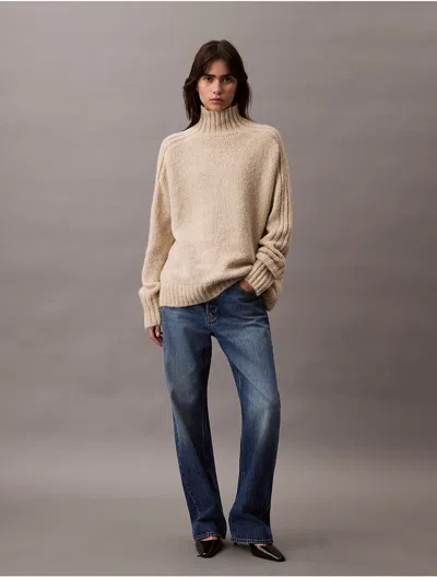 Calvin Klein Women's Relaxed Turtleneck Sweater In Peyote