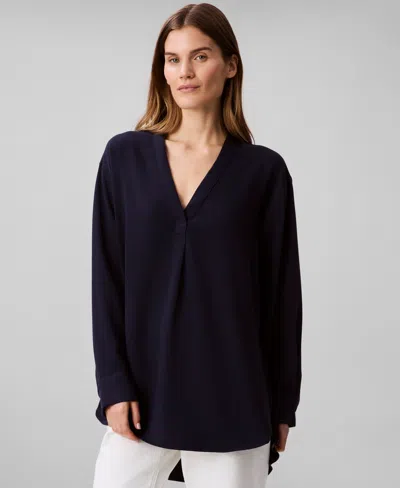Calvin Klein Women's Relaxed V-neck Popover Tunic In Blue
