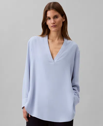 Calvin Klein Women's Relaxed V-neck Popover Tunic In Blue