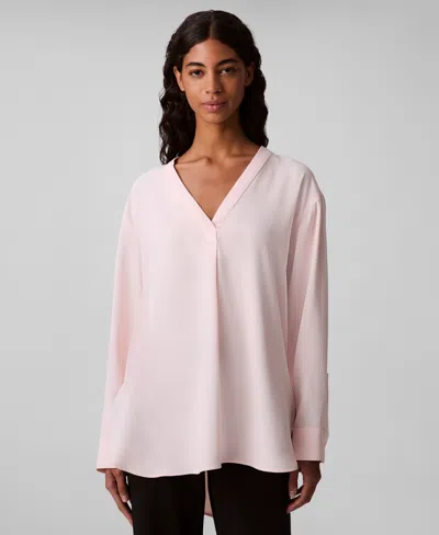 Calvin Klein Women's Relaxed V-neck Popover Tunic In Pink