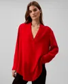 Calvin Klein Women's Relaxed V-neck Popover Tunic In Red