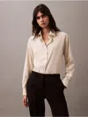 Calvin Klein Women's Relaxed Wool Blend Button-down Shirt