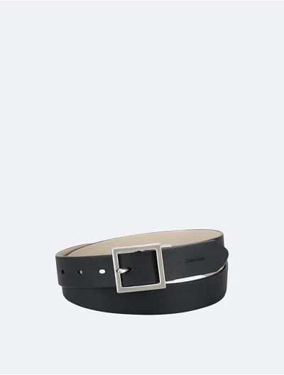 Calvin Klein Women's Reversible Center Bar Buckle Belt In Black / Crockery