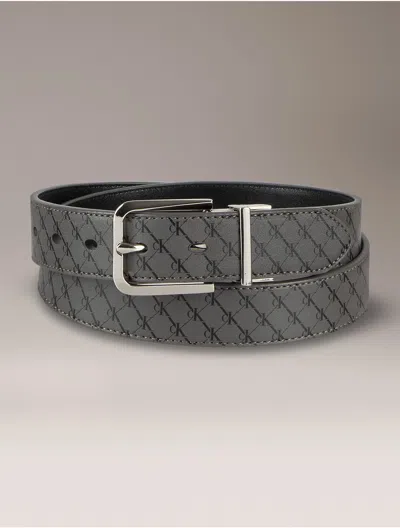 Calvin Klein Women's Reversible Monogram Logo Belt In Gray