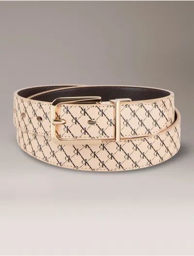 Calvin Klein Women's Reversible Monogram Logo Belt In Neutral