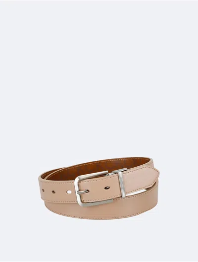 Calvin Klein Women's Reversible Monogram Logo Belt In Tan / Logo
