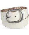 Calvin Klein Women's Reversible Oversized Statement Buckle Belt In Natural,bone