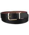 Calvin Klein Women's Reversible Puffer Plaque-buckle Skinny Belt In Black