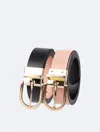 Calvin Klein Women's Reversible Round Buckle Belt In Black / Blush