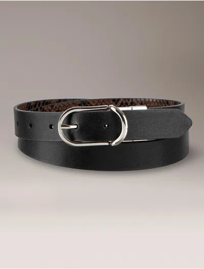 Calvin Klein Women's Reversible Swivel Buckle Belt In Black