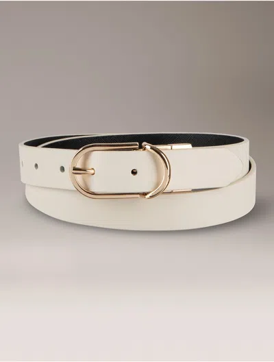 Calvin Klein Women's Reversible Swivel Buckle Belt In White