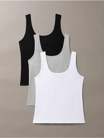 Calvin Klein Women's Rib Cotton 3-pack Tank Top In Multi