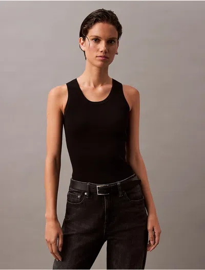 Calvin Klein Women's Rib Cotton Sweater Tank In Black