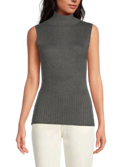 Calvin Klein Women's Rib-knit Sleeveless Top In Heather Charcoal