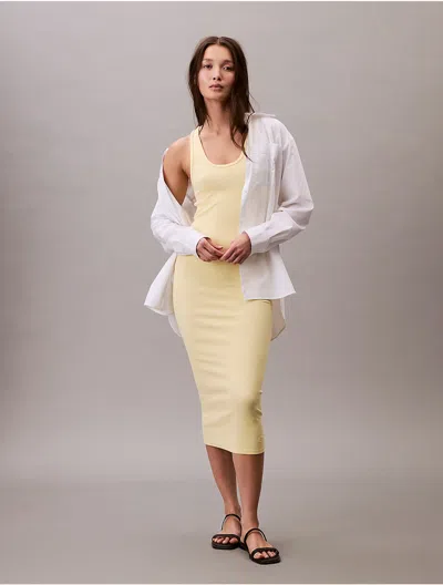 Calvin Klein Women's Rib Slip Dress In Yellow
