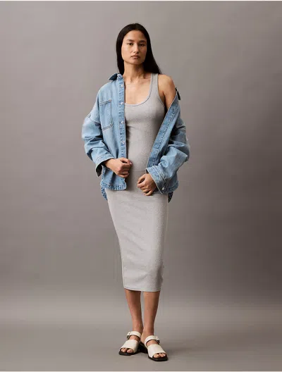 Calvin Klein Women's Rib Slip Dress In Heroic Grey Heather