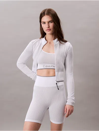 Calvin Klein Women's Rib Sport Bike Shorts In Brilliant White
